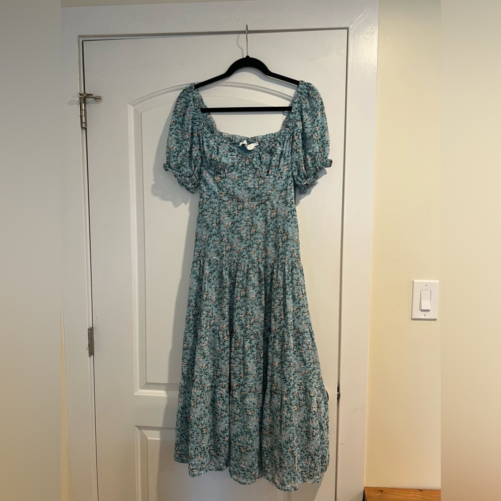 ASTR the Label blue floral dress with bustier too and smocked back in size M.